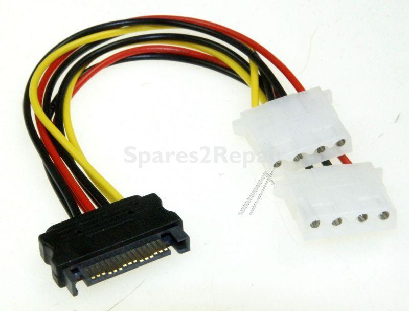 Delock Internal Power Supply Cable - Cable Power Sata 15pin > 2x 4pin Molex Female 20cm