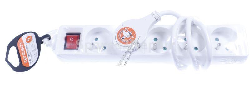 Inotech 5 Way Socket Outlet Switch - Bloc 5 Prises B-fr 16a + Inter. Blanc Et Fiche Extra Plate