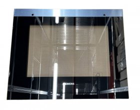 Oven outer Door - 00776157 Glass Front Panel Stainless Steel - Black [Bosch Siemens]
