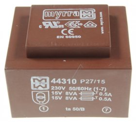 Myrra Print Transformer - 15vx2-533ma Printtrafo Ei54 16va 230v - 47,5x56,5mm
