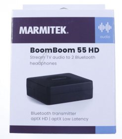 Marmitek Sat-bk + Aerial Technique - Boomboom 55 Hd 25008477 Audio Transmitter | Bluetooth | Aptx Hd | Aptx Adaptive | Aptx Low Latency | Simultaneously Connect 2 Bluetooth Receiver