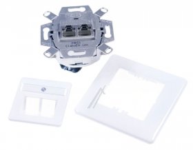 Rutenbeck Network Box - Netzwerkdose Class Ea, 2-fach, Up, M. Deckel Reinweiss