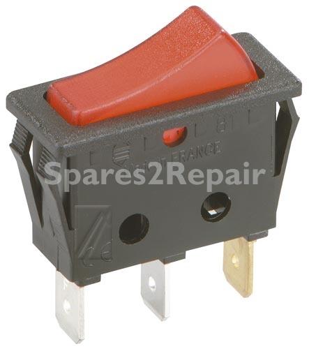 Interbar Rocker Switch - 3652-813 22 Toggle Switch 1 Pin Red 16a-250v 11x30