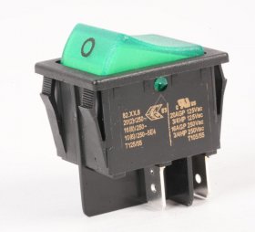 Interbar Rocker Switch - 3653-250 22 Panel Rocker Switch Series 3653 Black-green