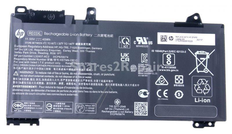 Hewlett Packard Accu And Battery Accessories - L32656-002 Sps-batt 3c 45wh 3 92ah Li Re03045xl-pl