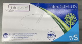 Bingold Gloves - 604217 Disposable Gloves Latex 50plus Powder-free Size 7-s Natural 100 Pcs