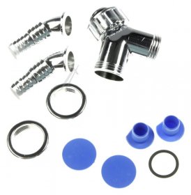 Haas Siphon - 4063 Double Hose Nozzle "save" 1" & 3-4" For Flush-mounted Siphon With Backflow Preventer Chrome-plated