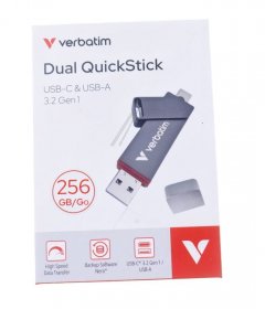 Verbatim Mobile Memory For Computer - 32041 Dual Quickstick Usb-a-usb-c 3 2 Gen1 256gb
