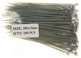 Auloc 100mm Cable Connector - Kb-100x2,5 Zip Cable Tie 100x2.5mm Grey 100pcs
