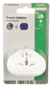 Vivanco Travelling Plug Set - Ta World-eu Reisestecker Welt - Europa, Weiss