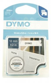 Dymo Colour Cartridge - S0718060 Label Tape Black On White 12mm-5 5mm Dymo D1-b
