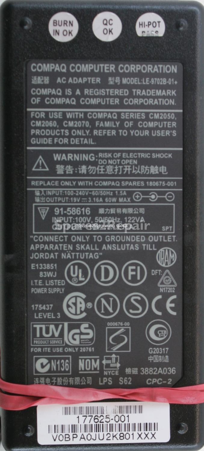 Compaq - Charger - LE-9702B-01 - 180675-001 - 19V 3.16A (Original)