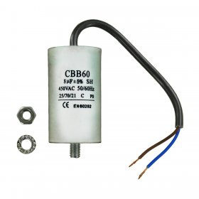 Universal Capacitor (8uF / 8MFD, 450VAC) with 19cm Cable Connectors