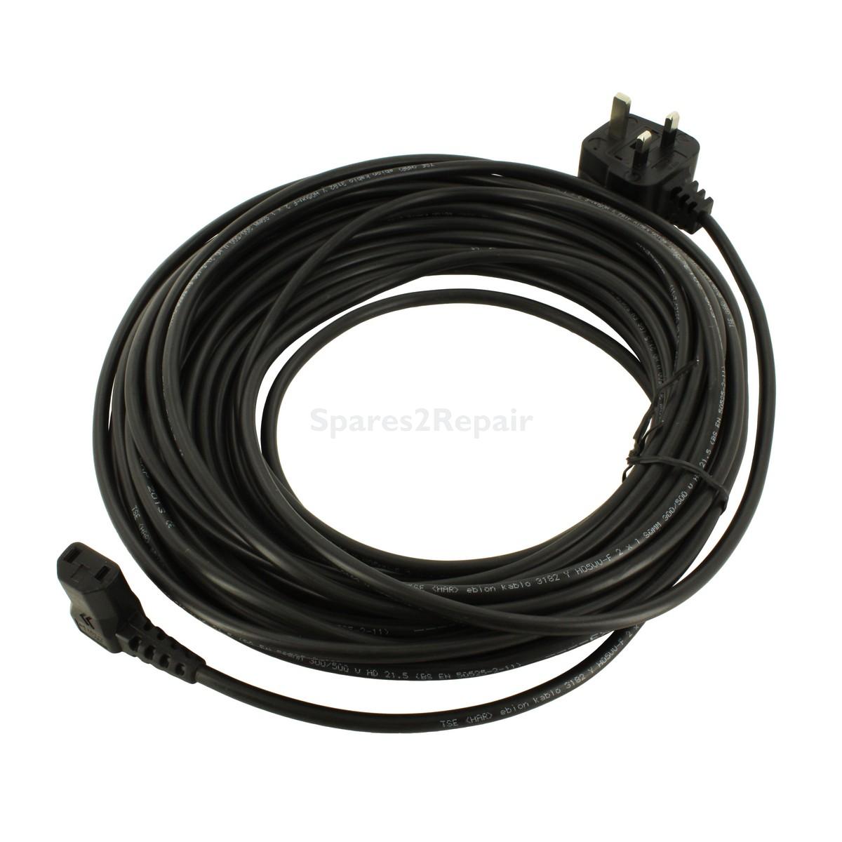 Universal Black Cable & 13A Plug Assembly with Non Rewireable Angled 250V 10A Connector (2-Core x 1.00mm, 15m)