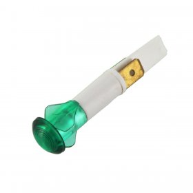 Universal Green 10mm Type Round Lens Neon Indicator Lamp with Twin Push-Fit Faston Tag Spade Connector Terminals (220V-240V)