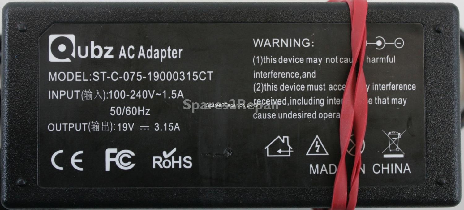 Qubz - Charger - ST-C-075-19000315CT - 19V 3.15A